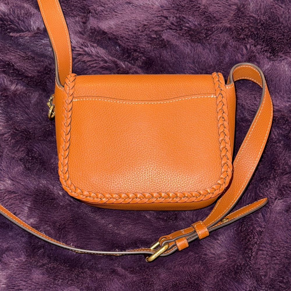 Coach Cognac Brown Braided Crossbody Bag - Picture 9 of 9